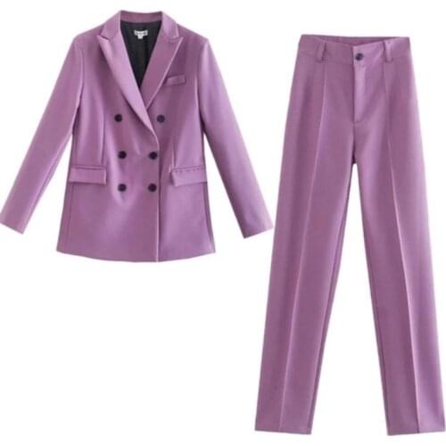 Herstory Women Chic Yellow Blazer Double Breasted Long Sleeve Office Wear Coat Solid Female Casual Outerwear Tops