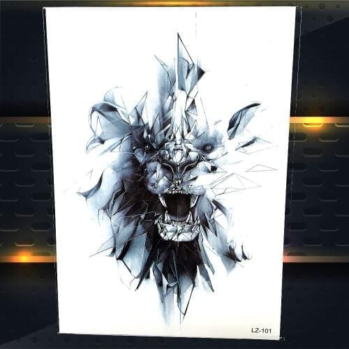 Exclusive Diamond Crystal Lion Head Temporary Tattoo Sticker For Men Women Arm Leg Fake Tatoo Waterproof Geometry Tattoo Sticker
