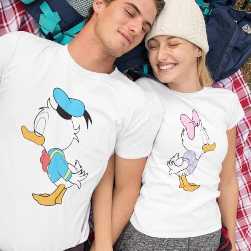 New Harajuku Young Lovers Tshirt Daisy Duck Donald Duck Print Short Sleeve Tops Tees Fashion Casual T Shirt Women T-shirt Unisex