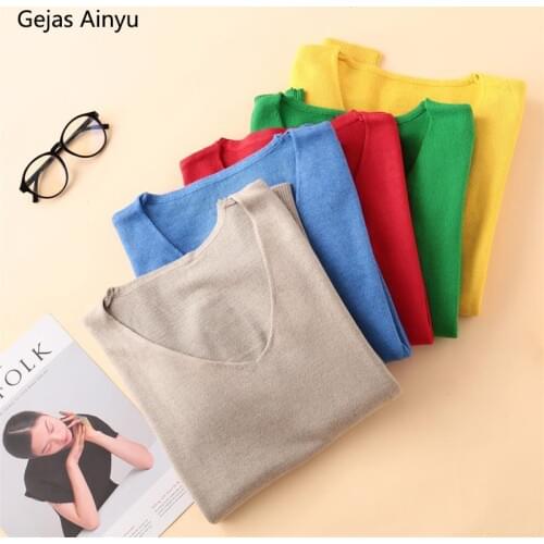 Gejas Ainyu Women's V-Neck Pullovers