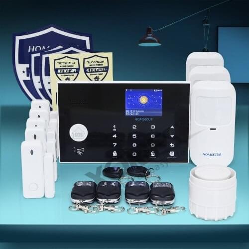 HOMSECUR Wireless&Wired 4G/3G/GSM WIFI Burglar Intruder Alarm System+Touch Panel Optional Sets