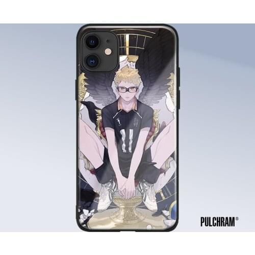 Kei Tsukishima Haikyu!! anime glass phone case for iPhone 6 6s 7 8 x xr xs 11 pro max Samsung S note 8 9 10 20 Plus cover shell