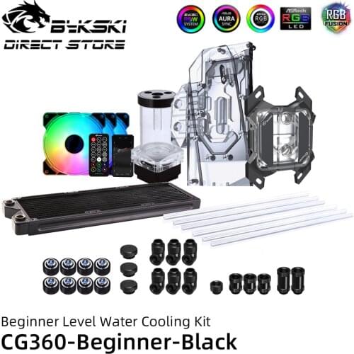 Bykski PC Beginner Level Water Cooling Kit For Hard Tube INTEL AMD CPU Block Video Cards Block DIY Whole Set 240/360MM Heatsink