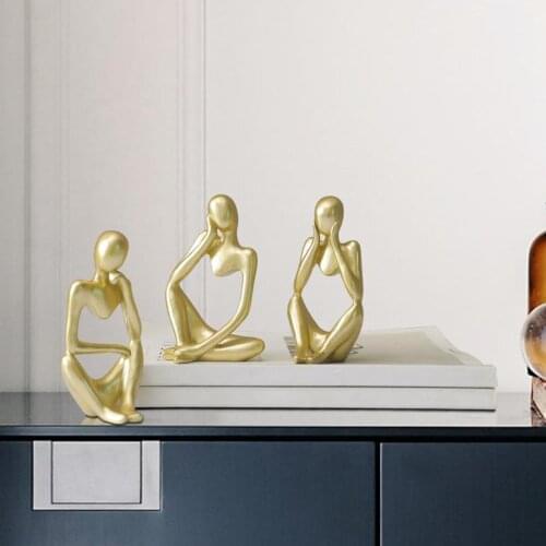 Creative Thinker Sculpture Figurine Home Sandstone Shelf Modern Statues Abstract Thinker Figurine Statue for Home Decor Office