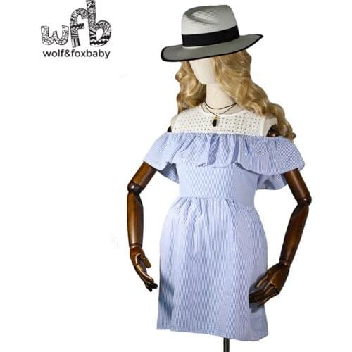 Retail Pregnant women Large size dress vertical stripes short sleeve o-neck preppy style dress summer