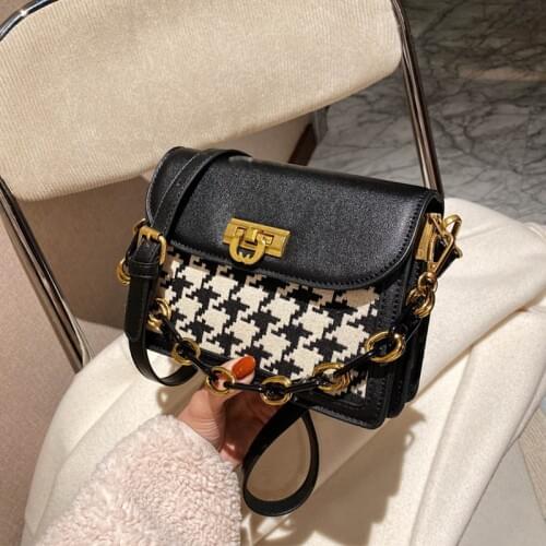 Fashion Bag Female Bag New 2021 Texture Chain Single Shoulder Bag Messenger Wild Ins Lattice Small Square Bag