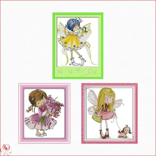 Cute Girl Cross Stitch Kits Embroidery Needlework Decoration Counted 11CT 14CT Printed Stamped Crafts Canvas Thread Gift Sets
