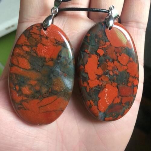 Oval shape natural bloodstone beads pendant natural neclace pendant for woman for gift wholesale