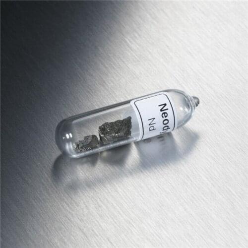 Neodymium Rare Earth 99.9% Nd Element Sample sealed tube in sealed vial 5 gram