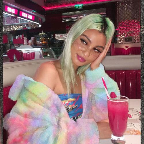 2020 New Oversize Undefined Plush Fur Coat Women Colorful Design Harajuku Long Sleeve Warm Pasted Loose Leisure Female Bts Club