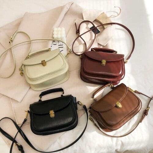 2021 New Vintage PU Leather Crossbody Bags Luxury Brand Handbags Womens Shoulder Bags Small Hand Bag Totes High Quality Black