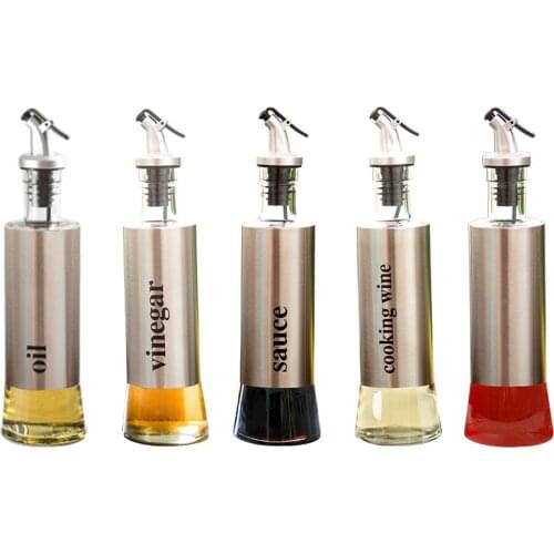 New Oil Bottle Oil Control Pot Oil Bottle Stainless Steel Leak-proof Seasoning Pot Kitchen Seasoning Bottle