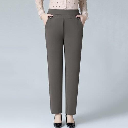 Plus size middle-aged womens Trousers Autumn Winter Loose Pants Plus Velvet Straight-leg Pants External wear Warm Trousers 6XL