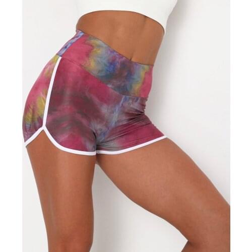 Women Seamless Gym Shorts Tie Dyeing Fitness Sports Short Scrunch Butt Yoga Shorts Short Workout Legging Sports Wear