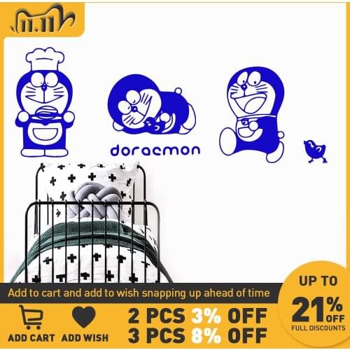 Modern Doraemon Self Adhesive Vinyl Waterproof Wall Decal For Kids Room Decoration Wall Art Sticker Murals
