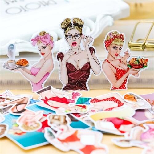 15Pcs/lot Retro girl paper Sticker Decal For Phone Car Case Waterproof Laptop Bicycle Notebook Backpack Kids Toy Stickers