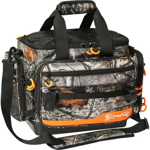 Sougayilang Fishing Tackle Bags Water-Resistant Fishing Gear Bags Portable Fishing Organizer Shoulder Bags Fishing Gear Case