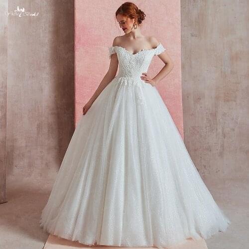 RSW1588 Vestido de Noiva Princess Wedding Dress Ball Gown Off Shoulder Glitter Beads Lace Bride Dress Bridal Gown Robe De Mariee