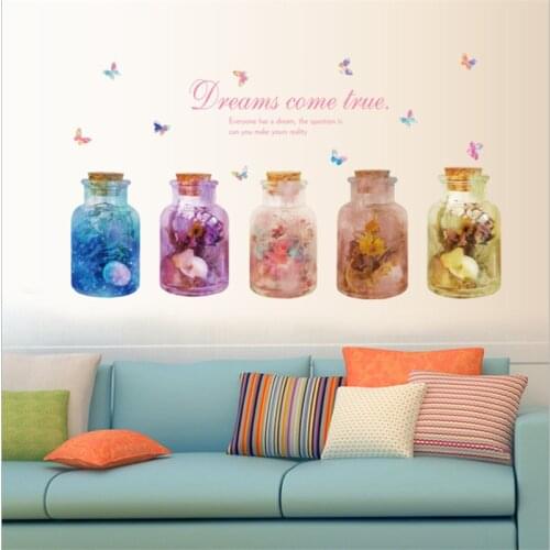 Vivid 3D Fantasy Glass Bottle Wall Sticker Living Room Bedroom Wall Decoration Art Mural home decoration accessories