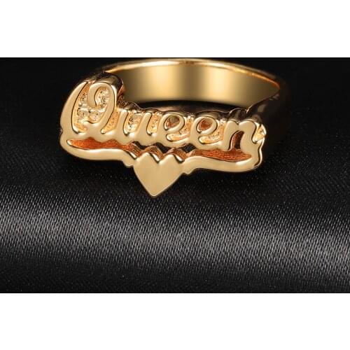2020 New Personality Hip Hop Ring Women Custom Name Ring Gold Fashion Punk Letter Stainless Steel Heart Ring Fashion Christmas