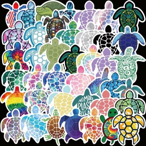 10/41pcs Cartoon Marine Organism Sea Turtle Graffiti Stickers for Guitar Luggage Aesthetic Skateboard DIY Stickers Decal Kid Toy