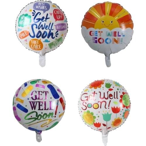 10pcs 18inch GET WELL SOON Round Foil Helium Balloons Best Wishes Decoration Hope Party Supplies Air Globos Kids Toys