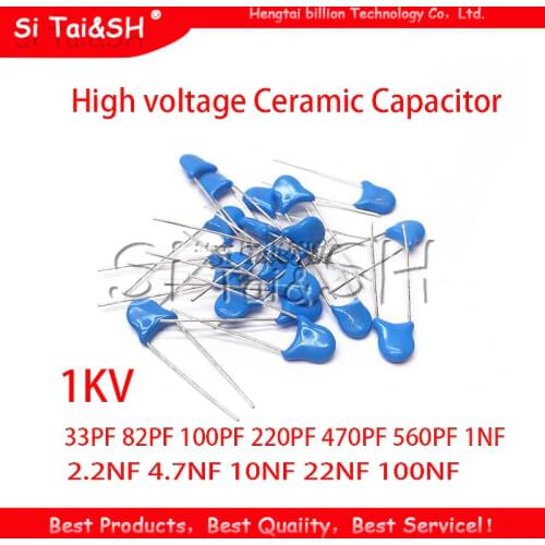 20pcs High voltage Ceramic Capacitor 1KV 33PF 82PF 100PF 220PF 470PF 560PF 1NF 2.2NF 4.7NF 10NF 22NF 100NF 471 222 223 471 103