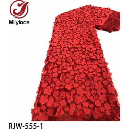 2020 High Quality Mesh Embroidery Applique 3D Flower Tulle Nigerian Lace Fabrics for Wedding Dresses RJW-555
