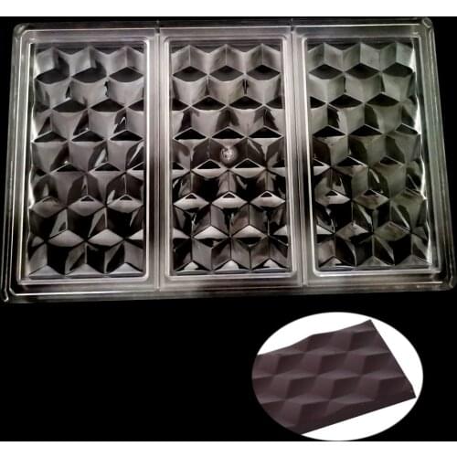 3D Cubes Polycarbonate Chocolate Bars Mold PC Food Grade Candy Mould Chocolate Candy Pastry Tool