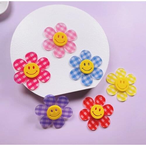 55mm Acrylic grid leopard print large flowers, cell phone chain charms Earring, pendant necklace for DIY decoration