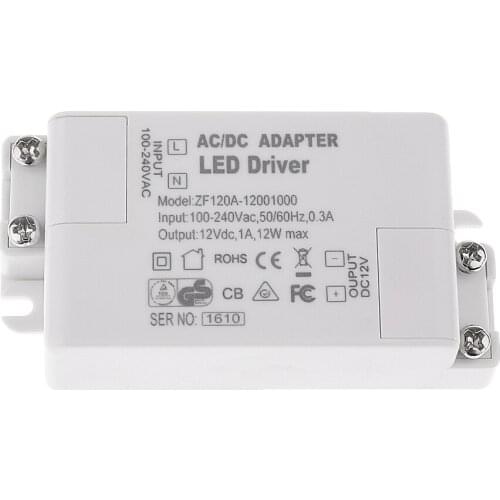 Ac 100-240V DC 12V 12W LED Light Adapter Driver For MR11 / G4 / MR16 / GU5.3 LED Bulbs White