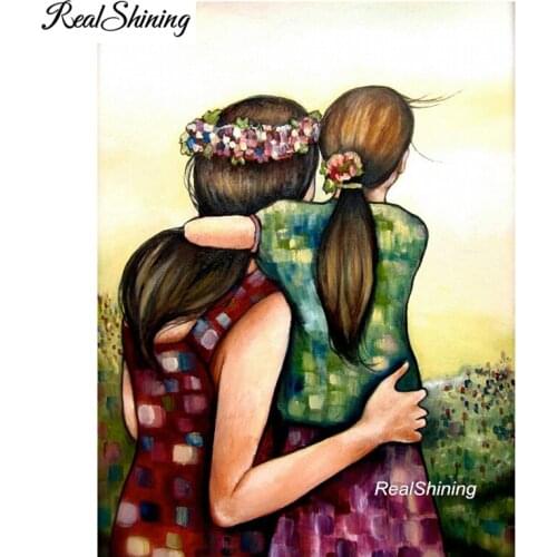 REALSHINING Mother Girl Back diy 5d diamond painting square volledig rhinestones diamond embroidery mosaic cross stitch FS2882