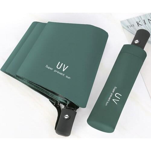 Unisex Fully Automatic Three-Folding Anti-Ultraviolet UV Umbrella Fashion Solid Color Sunny and Rainy Umbrella 5 Colors