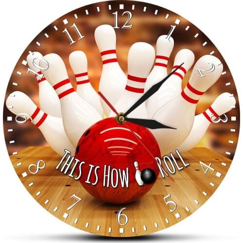Silent Non Ticking Bowling Ball and Pins Home Decor This Is How I Roll Bowling Wall Clock Modern Clock Wall Watch Bowlers Gift