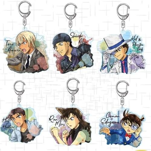 Anime Detective Conan Furuya Rei Mouri Ran Akai Shuichi Pendant Keychain Acrylic Keyring Cosplay Charm Bag Decorate Cute Toys