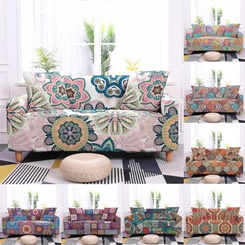Floral Printed Elastic Sofa Cover for Living Room Colorful Rose Peony Sofa Slipcover Sectional Couch Cover 1/2/3/4 Seater
