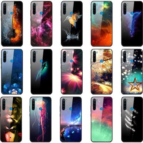 Case For Xiaomi Redmi Note 8 Case Tempered Glass Silicone Back Cover For Redmi Note 8 Pro Case 8Pro Printed Pattern Shell Coque