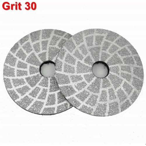 DIATOOL 2pcs #30 4" Vacuum Brazed Diamond Grinding Disc Diameter 100mm Grinding Shaping Or Beveling Smoothing Rough Surfaces