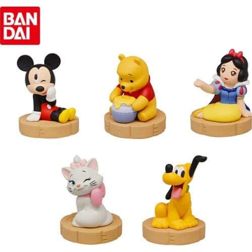 Bandai Genuine Gashapon Disney Mickey Mouse Pooh Bea Snow White Goofy Marie Cat Anime Action Figures Model Gacha Toys For Kids
