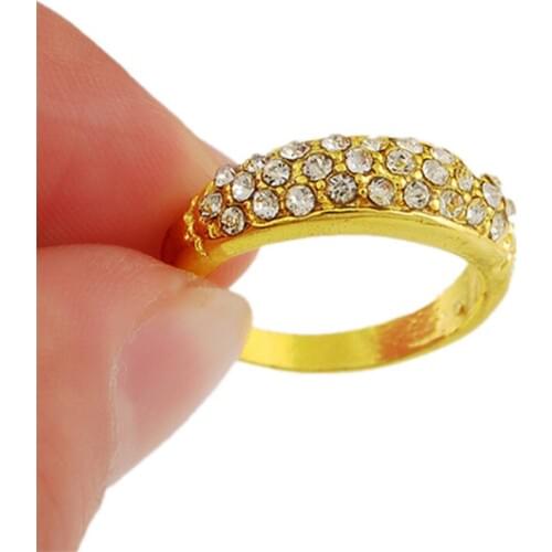Brand Zircon Rings Clear CZ Gold Color Rings For Women Fashion Jewelry Wholesale R024