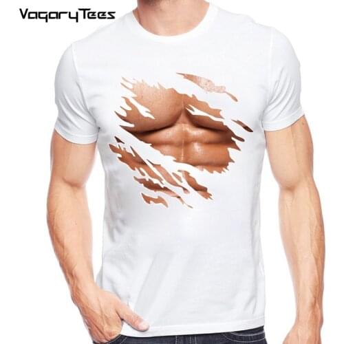 Big Boobs Sexy Stomach Pack Abs print T shirt mens short sleeve Summer Creative Pattern Funny Modal Tops novelty Tees