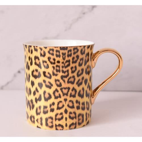 Leopard Print Bone China Coffee cup Luxury Porcelain Tea Set Advanced Cup Ceramic Mug Drinkware
