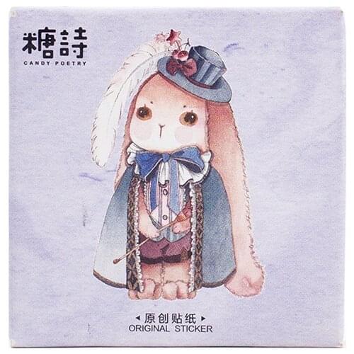 45PCS/box Creative Magic Rabbit Album Paper Lable Stickers Crafts And Scrapbooking Decorative Lifelog Sticker Cute Stationery