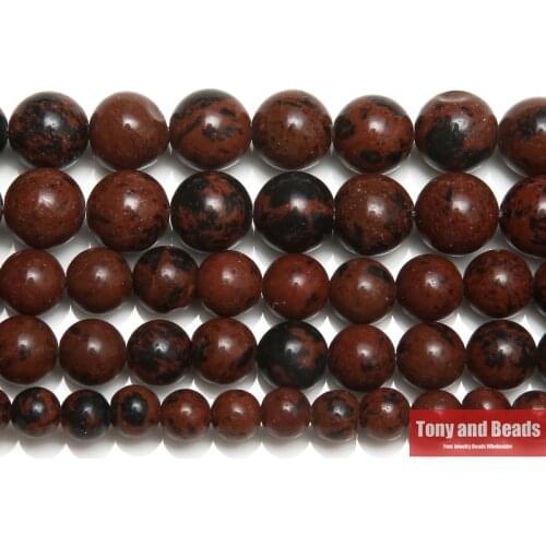 Natural Mahogany Obsidian Stone Round Beads 15" Strand 4 6 8 10 12MM Pick Size For Jewelry Making
