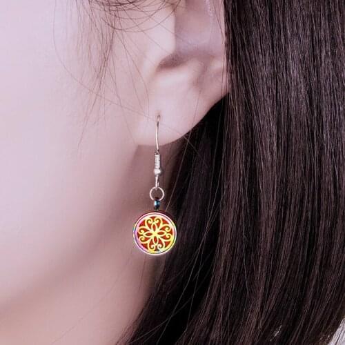 12mm Stainless Steel Hook Add Rainbow Earring Diffuser Locket Essential Oil Aroma 1Pair Tree Of Life10pad Gift For Women Kids