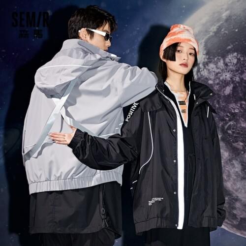 SEMIR Jacket Men And Women Fashion Trend Tooling Hooded Flight Jacket 2021 Spring New Couple Jackets