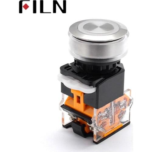 LA38 22mm Push Button switch 1NO 1NC Momentary Latching Stainless Steel Front with 6v 12v 24v 110v 220v Ring LED light