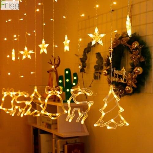 Elk Bell String Light LED Christmas Decor For Home Hanging Garland Christmas Tree Decor Ornament Navidad 2020 Xmas Gift New Year
