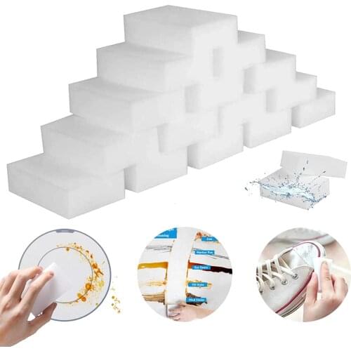 Melamine Sponge Foam Magic Cleaning Sponges Eraser Sheet, Kitchen Dish Sponges Scrubber, Household Cleaning Supplies White Spong