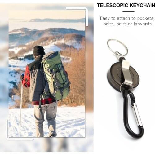 Metal Retractable Keychain Anti-Lost Anti-Theft EDC Buckle Multifunctional Outdoor Telescopic Carabiner Hooks Keyring